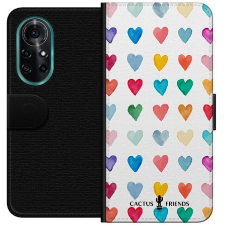 Kompatibelt Lommeboketui til Huawei Huawei nova 8 Pro Cactus and Friends - Watercolor Love Grid