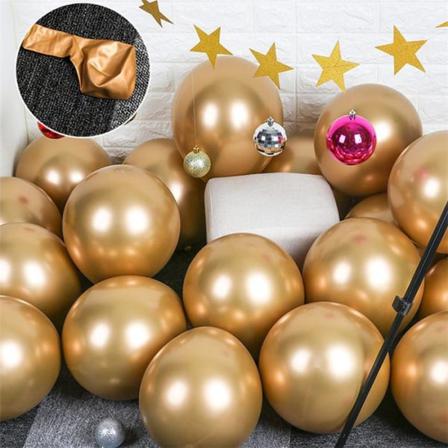 10x Glansigt Pärlauppblåsbart Krom Ballonger Metalliskt Guld Guld One Size