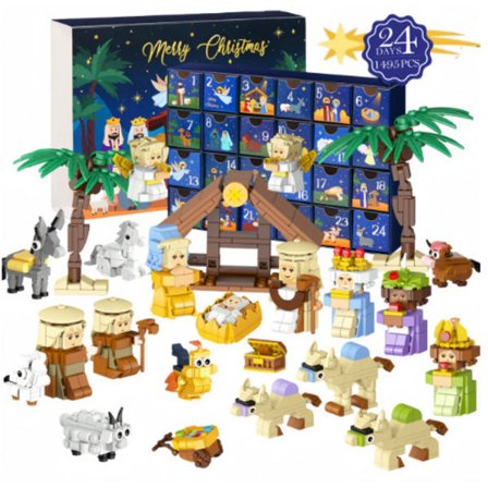 Nativity Scene Building Blocks Surprise Box Children's Christmas Countdown Calendar Surprise Box Gift Box