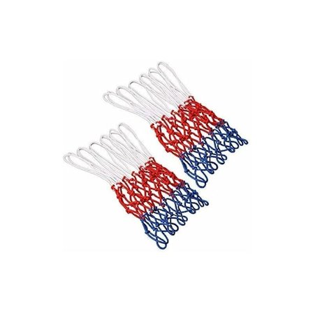 2 stk. Professionelt basketballnet, Udskiftningsnet til basketball, Basketballnet til kurv, Basketballkurv, 3 farver, Udendørs basketballnet til kurv