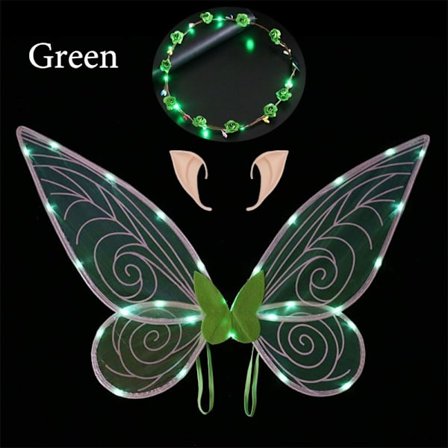 1 Sett LED Fe Vinger Sommerfuglvinger GRØNN