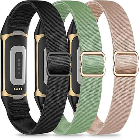 3 elastiska armband, kompatibla med Fitbit Charge 5/Fitbit Charge 6 armband för män och kvinnor, ventilerande och justerbara
