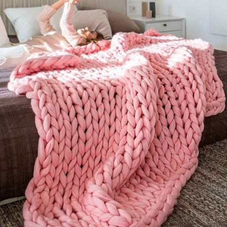 80*100cm Håndlavet Grov Uld Vævet Tæppe Chenille Stick, ZQKLA