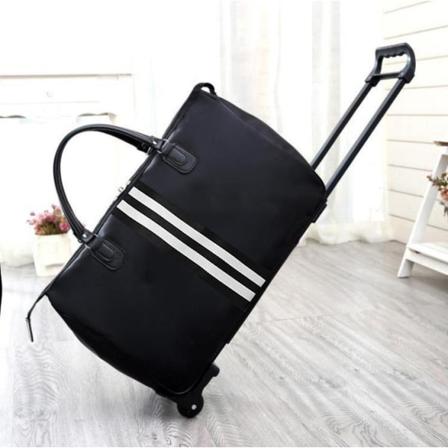 Trendy bærbar reiseveske for menn og kvinner Boardingbag for menn Vanntett studentvogn med stor kapasitet Double White Stripes Large Size 59*53*38