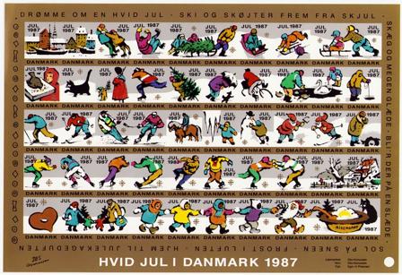 Danmark - Julemærkeark 1987 - Utakket - Ufoldet