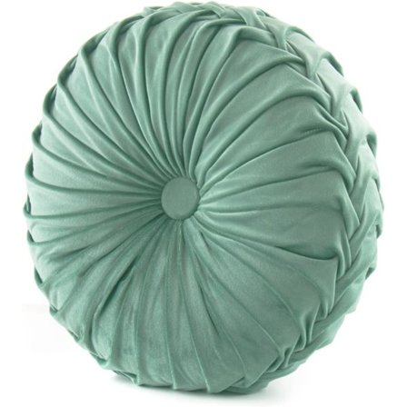 Fouriding Rund Kastpude til Sofa Dekorativ 15"X15" Græskar Rund Fløjl Pude til Sofa Seng Stol Gulv Bil Dekorativ (Lysegrøn)