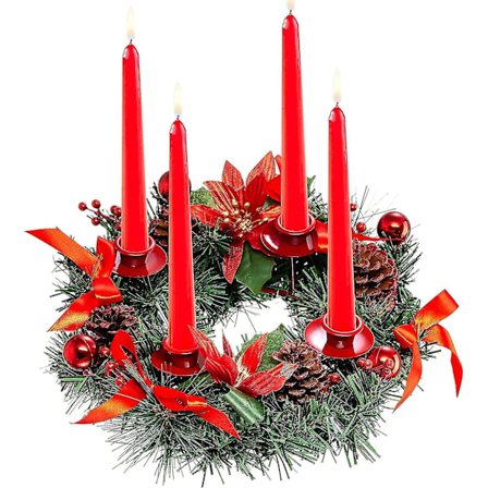 Julkrans Ljusstake, Röd 30cm