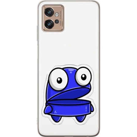 Kompatibel Mobilcover til Motorola Motorola Moto G32 Blå tegneseriefigur med åbent udtryk og store øjne i sjov illustration