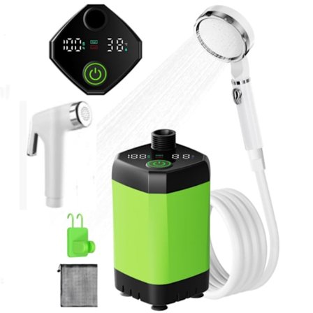 Kannettava retkisuihku, 6000 mAh ladattava suihkupumppu suihkupistoolilla ulkosuihkuihin (tummanharmaa) ulkokäyttöön vihreä