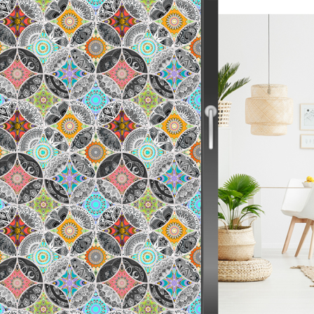 1PC Keltainen Mandala-kuvioinen koristeellinen ikkunakalvo, koristeellinen voitto