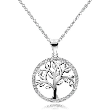 Livets träd Halsband Kvinnor i 925 Sterling Silver Halsband Livets träd, Cubic Zirconia Sterling Silver