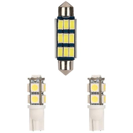 JK Dome-lampor, interiör vit LED toppkarta läskit för Jeep Wrangler JK 2007-2017 4 dörrar - 3-delad uppsättning