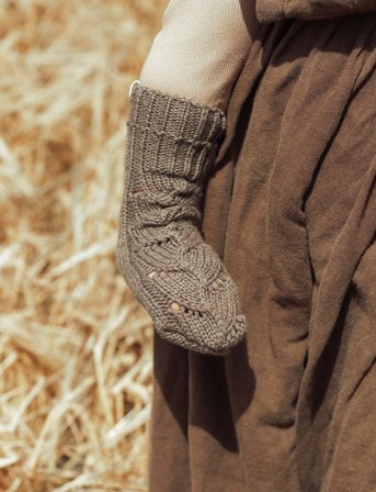 That's Mine Ardette Knitted Pointelle Socks 17-18 - Brown - 17-18