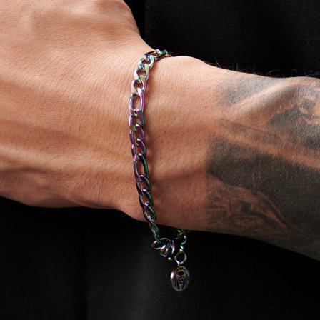 Cosmo Amager Rainbow Figaro Chain Bracelet for Men - Steel bracelets