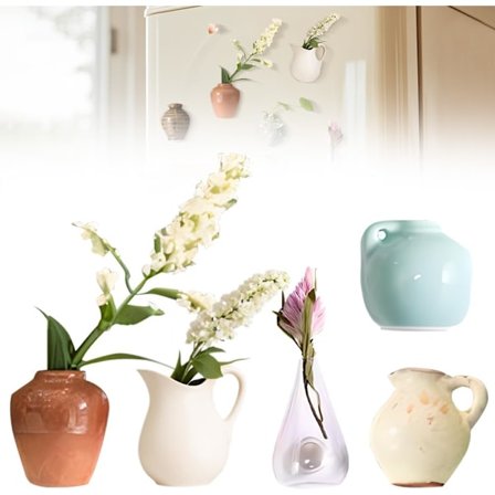 5 stk. tilfældige stilarter Mini Keramisk Vase Køleskabsmagneter, 2025 Nye Mini Plante Vase Magneter til Køleskab, 3D Søde Plante Køleskabsmagneter 