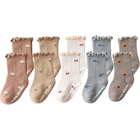 Strumpor för babyflickor, volangstrumpor för småbarn, neutrala nyföddastrumpor, halkfria strumpor med grepp