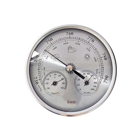 130 mm:n analoginen barometri lämpömittarilla ja kosteusmittarilla - 3-in-1 sääasema Silver