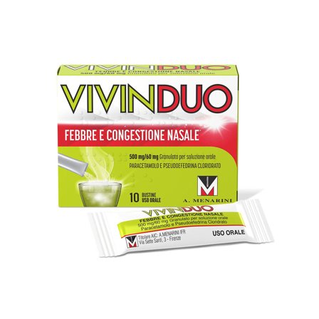 Vivinduo Febbre e Congestione Nasale 500mg + 60mg 10 Bustine
