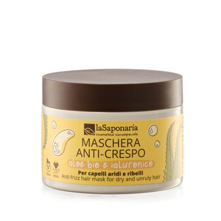 LA SAPONARIA Capelli e Cute Maschera anti-crespo - Aloe Bio e Ialuronico 200ml - Maschera Disciplinante/Anticrespo Capelli