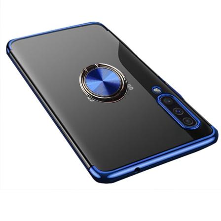 Samsung Galaxy A70 - Eksklusivt silikondeksel med ringholder Blå
