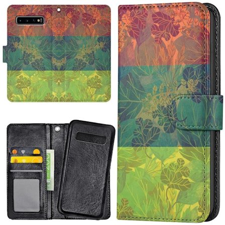 Samsung Galaxy S10 Plus - Plånboksfodral/Skal Lövmönster