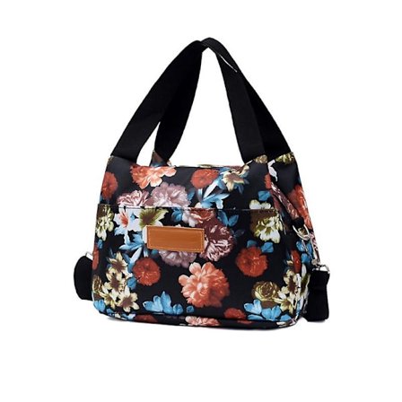 Damer Nylon Vattentät En-axlad Messenger Bag Bärbar Lunch Bag Resa Blommig Tygväska
