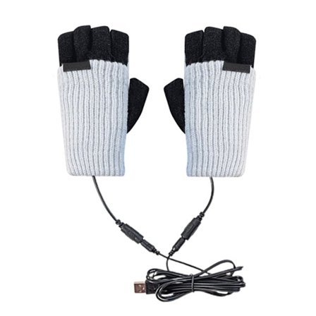Opvarmede handsker halv finger strikning hjem Usb vinter hånd varm