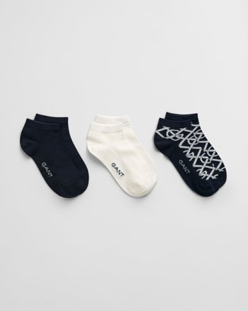 GANT Damen 3er-Pack Monogram Knöchelsocken (36-38) Marineblau