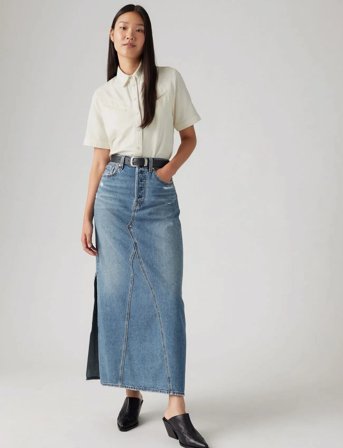 Levi's Iconic Long Skirt W/Slit Verif - Blue - 27