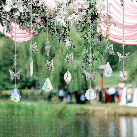 7 kpl Perhoskristallit Aurinkosieppari Riippuvat Aurinkosiepparit Helmet Värikäs Kristalli