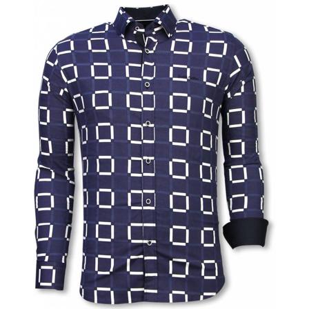 Gentile Bellini Slim Fit Shirt Block Pattern blå, Herr, Herr, Storlek: 2XL