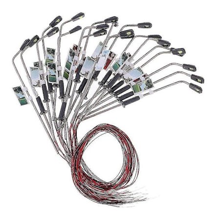 20 Stykker Mini Modell Jernbane Lampestolpe Gatelys Varm Hvit HO Skala 1:100 Hage Landskapslys