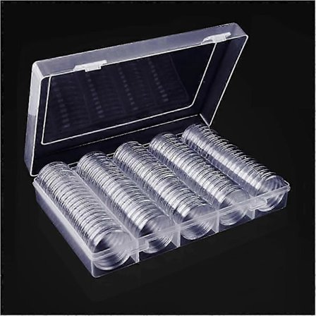 Kolikkokapseli, 100 kpl kolikkokapseleita kolikoiden säilytykseen/keräilyyn, muovinen kolikkokapseli läpinäkyvällä pyöreällä / kolikkokapselit 