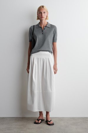 COS Women's Smocked Panelled Midi Skirt in White