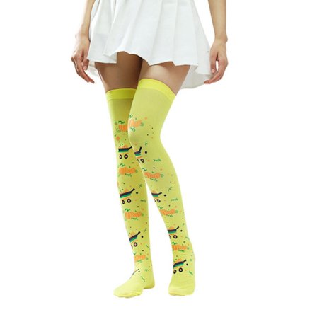 Över Knä Lår Strumpor Nyhet Strumpor Halloween Mönstrade Lår Höga strumpor