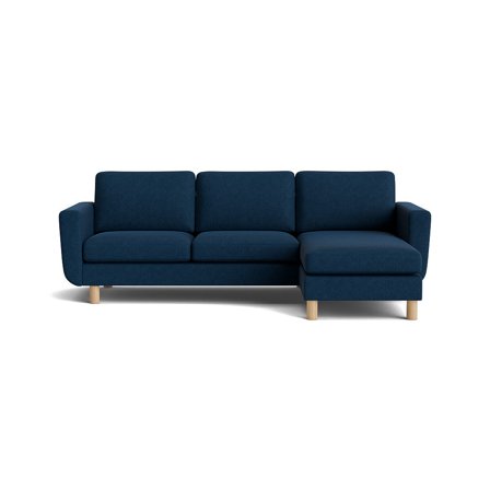 Vendbar Chaiselong Sofa - Aragon Blå - 260x150x86cm - Smal Chaiselong, Komfortabel Sofa med Vendbar Chaiselongdel - Perfekt til Stuen