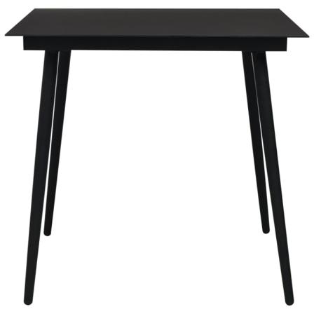 vidaXL Trädgårdsbord svart 80x80x74 cm stål och glas Svart