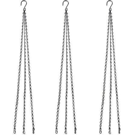 Sunrain ophængningskæde til kurv, 3 sæt planteophæng i metal med clips, kompatibel med blomsterpotter, planteholder