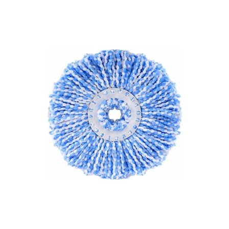 Mikrofiber Rund Kost Hoved Mop Hoveder 360 Rotasjon for Gulvrengjøring (Diameter 16 cm, blå)