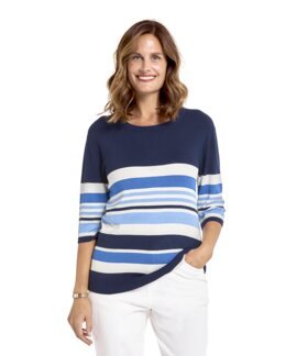 Fintsickad Jumper Fia Blå/vit - 48/50 - Åshild