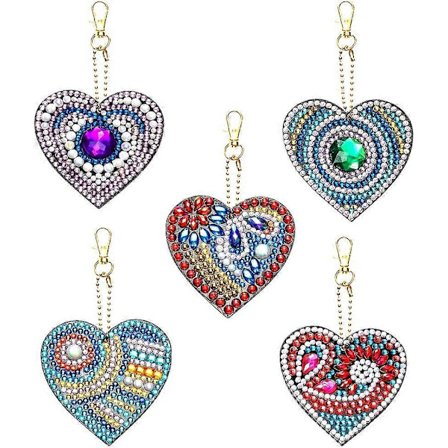 5D DIY Diamant Full Painting Nøkkelring Rhinestone Painting Broderi Nøkkelring Dobbeltsidig Anheng Håndverk Rhinestone Painting Komplett Sett Smykker 