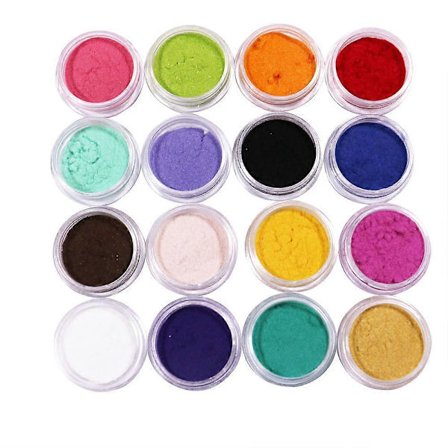 16 Färger Professionell Nagel Plysch Puder Palett Set Kit, 2-pack