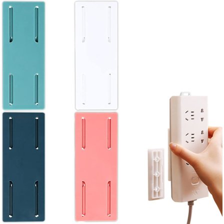 Selvklæbende skrivebords-stikkontakt-fixer, 4 stk. vægmonteret stikdåseholder, stikdåse-fixer, stikdåseholder-fixer, punch-fri klæbende stikkontakt
