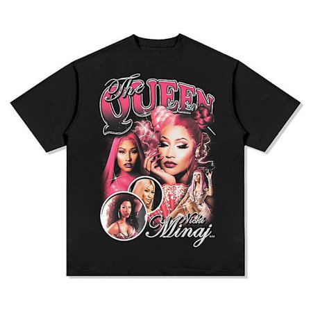Nicki Minaj trykt hip-hop street kortærmet T-shirt retro bomuldstop