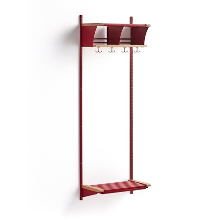 Garderobenschrank JEPPE mit 2 Schränken, Grundelement, 1790x600x310 mm, rot/eiche