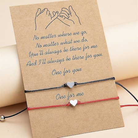 2 kpl Pinky Promise -rannekorut, säädettävät käsintehdyt naru-rannekkeet parisuhde-rannekkeet ystävyyspari