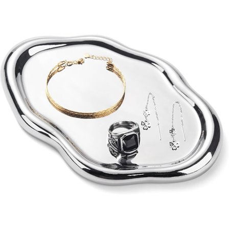 Smykkeskål Lille Pyntebakke Lille Nøglebakke Udsøgte Bordpynt Gave (Sølv)