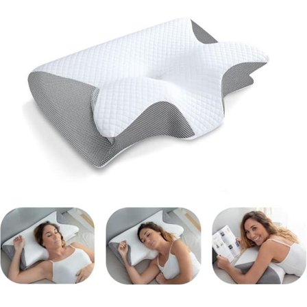 Butterfly-kohdunkaulatyyny, Memory Foam -tyyny, lievittää niskakipua ja kuorsausta, ergonominen tyyny, tummanharmaa