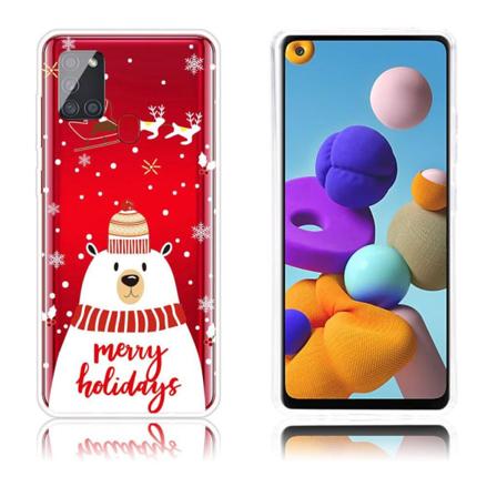 Christmas Samsung Galaxy A21s fodral - björn Vit