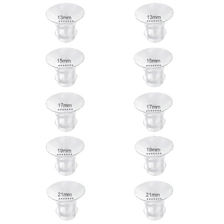 Brystpumpe Kop Indsatser 13/15/17/19/21mm 10-pak, Kompatibel med Momcozy S12 Pro/S9 Pro/S12/S9 Bærbar Brystpumpe Kop